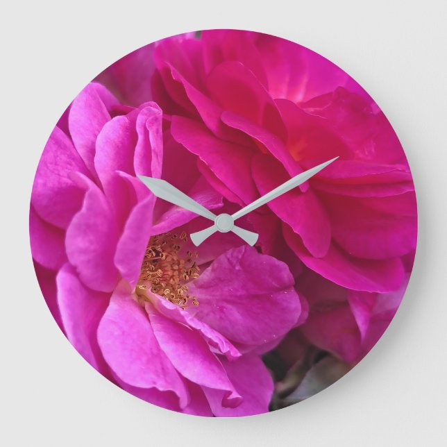 Reloj Redondo Grande Rosas Rosadas (Anverso)
