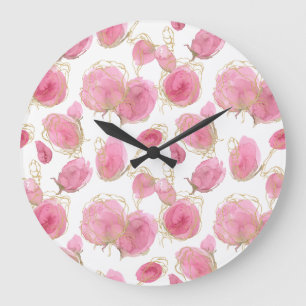 Reloj Redondo Grande Rosas rosadas