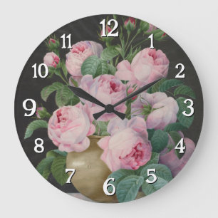 Reloj Redondo Grande Rosas rosas rosas en una vesícula - Pierre Joseph