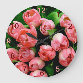 Reloj Redondo Grande Rosas Tulipanes Flores Naturaleza Floral 