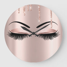 Reloj Redondo Grande Rose Gold Brow Lash Glitter Drip Blush Glitter