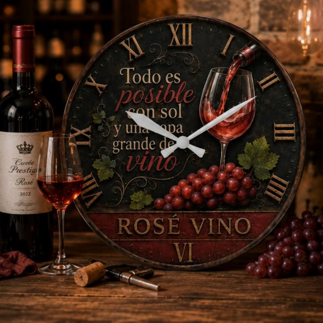 Reloj Redondo Grande Rosé Spanish Wine  (Subido por el creador)