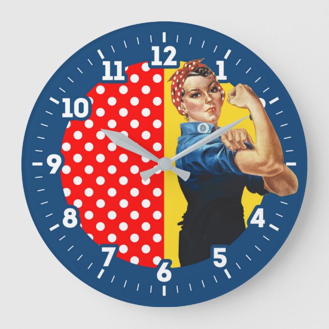 Reloj Redondo Grande Rosie el diseño gráfico americana del remachador (Anverso)