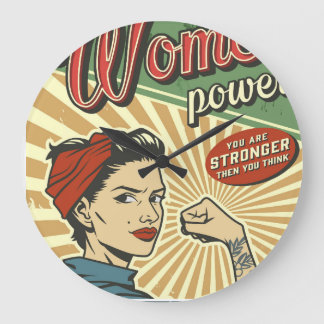 Reloj Redondo Grande Rosie Riveter, diseño retro de energía femenina