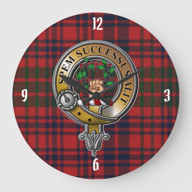 Reloj Redondo Grande Ross Tartan & Badge (Anverso)