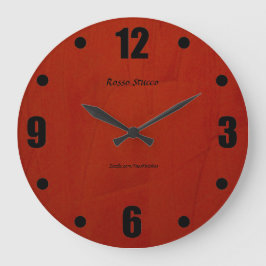 Reloj Redondo Grande Rosso Stucco Faux Finish Round Wallclock