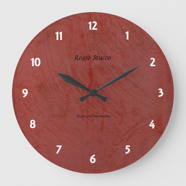 Reloj Redondo Grande Rosso Stucco Faux Finish Round Wallclock (Anverso)