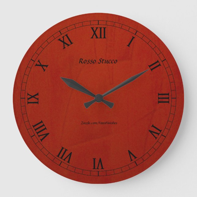 Reloj Redondo Grande Rosso Stucco Faux Finish Round Wallclock (Anverso)