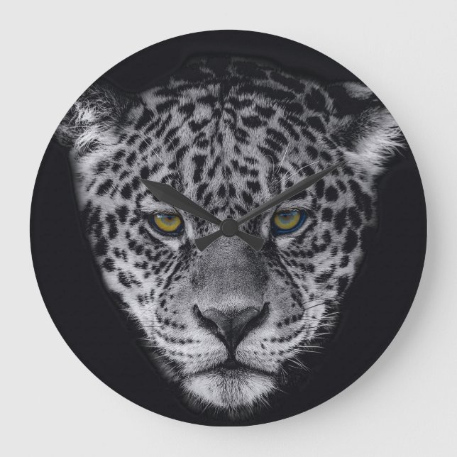 Reloj Redondo Grande Rostro de un leopardo (Anverso)