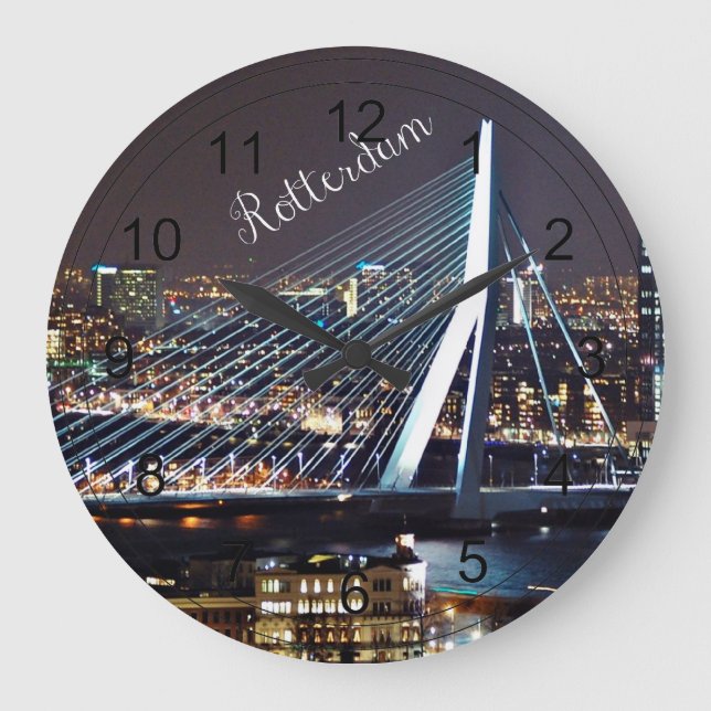 Reloj Redondo Grande Rótterdam Cityscape (Anverso)