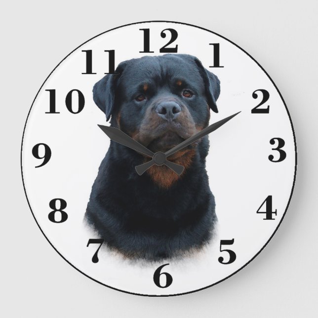Reloj Redondo Grande Rottweiler (Anverso)