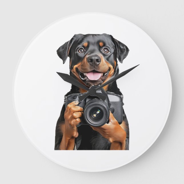Reloj Redondo Grande Rottweiler   (Anverso)