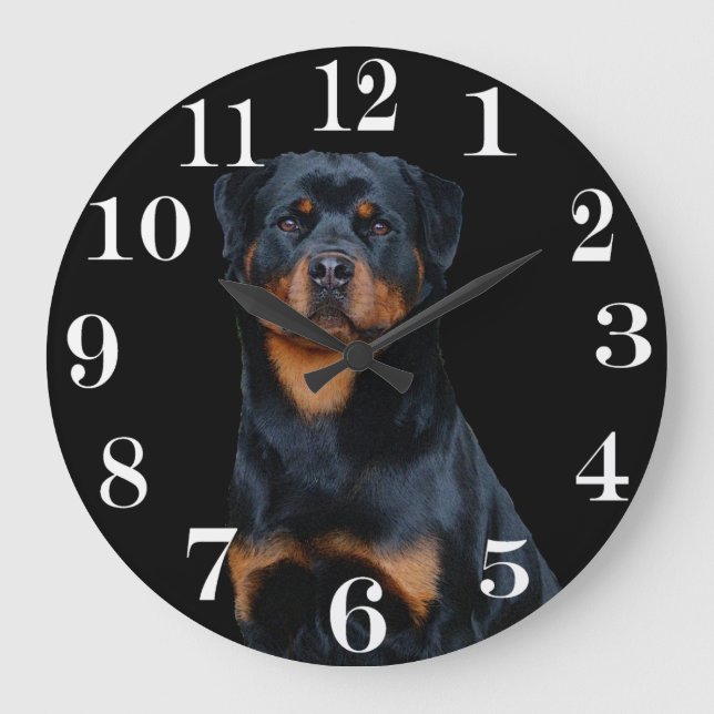 Reloj Redondo Grande Rottweiler (Anverso)