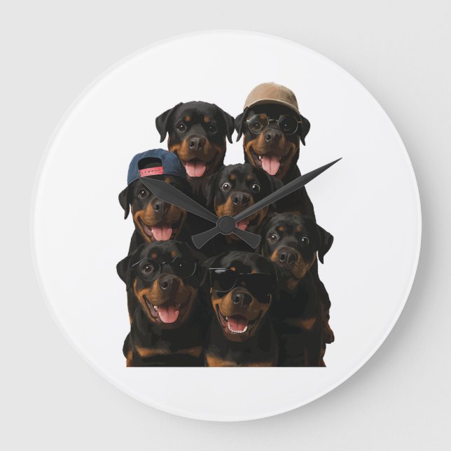 Reloj Redondo Grande Rottweiler (Anverso)
