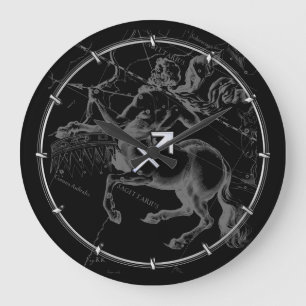 Reloj Redondo Grande Rótulo cromado como Sagittarius Zodiac Decoración