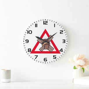 Reloj Redondo Grande Rótulo de advertencia sobre la carretera por embot