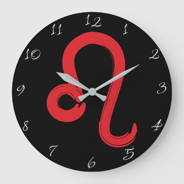 Reloj Redondo Grande Rótulo rojo LEO Zodiac Julio Agosto Astrología cum (Anverso)