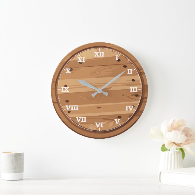 Reloj Redondo Grande Rótulo Rustic Wood (Hogar)