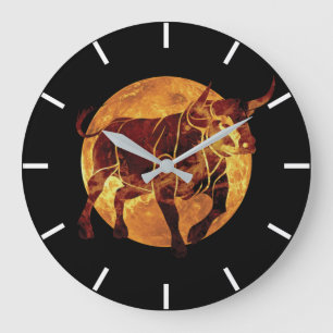 Reloj Redondo Grande Rótulo Taurus Zodiac