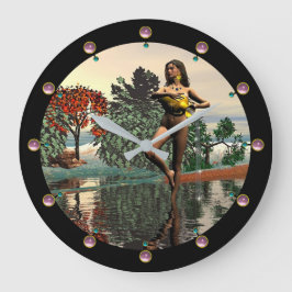 Reloj Redondo Grande RÓTULOS ZODIAC DE CUMPLEAÑOS/Gemas rosa AQUARIUS