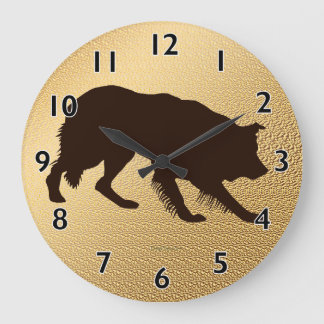 Reloj Redondo Grande Rough Border Collie Shadow Wall Clock
