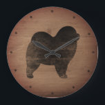 Reloj Redondo Grande Rough Chow Chow Silhouette Rustic Style<br><div class="desc">Reloj de pared de Chow Lover. Hay que destacar que el diseño de madera está impreso,  no en madera real.</div>
