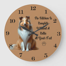 Reloj Redondo Grande Rough Collie Clock