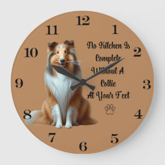 Reloj Redondo Grande Rough Collie Clock