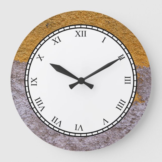 Reloj Redondo Grande Rough Raw Beton Gray Yellow Construction Wall (Anverso)