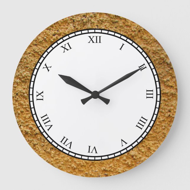 Reloj Redondo Grande Rough Raw Beton Yellow Construction Wall (Anverso)