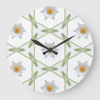 Reloj Redondo Grande Round Wall Clock - Geometric Daisy Design