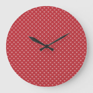 Reloj Redondo Grande Round Wall Clock: Rose Red and White Pattern
