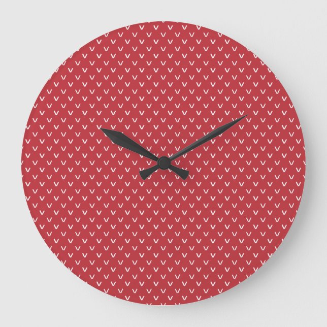 Reloj Redondo Grande Round Wall Clock: Rose Red and White Pattern (Anverso)