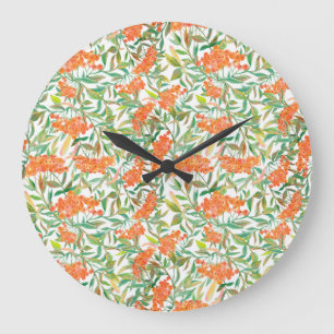 Reloj Redondo Grande Rowan otoñal: Diseño floral sin focos