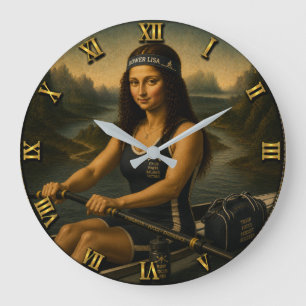 Reloj Redondo Grande Rowing Funny Mona Lisa Rower Gift for Crew 