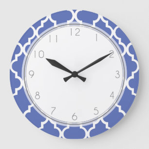 Reloj Redondo Grande Royal Blue Quatrefoil Pattern