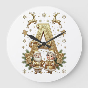 Reloj Redondo Grande Royal Gold Letter A Luxury Unisex Wall Clock