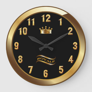 Reloj Redondo Grande Royale Crown Classic ~ Oro en negro ~ Único ~ ~