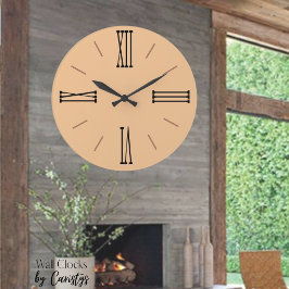 Reloj Redondo Grande Rubor neutral moderno con números romanos
