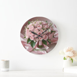 Reloj Redondo Grande "Rubor of Love: Un Bouquet de romance eterno"