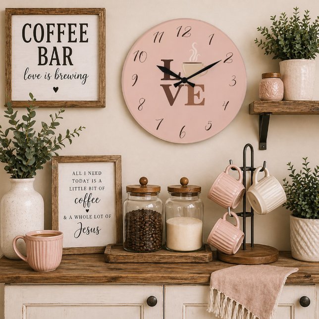 Reloj Redondo Grande Rubor Rosa Café Amor Romántico (Subido por el creador)