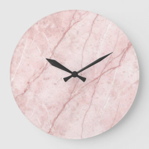 Reloj Redondo Grande Rubor Rosa Polvo Orgánico Mármol Rosa