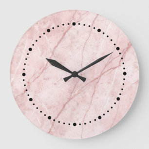 Reloj Redondo Grande Rubor Rosa Polvo Orgánico Mármol Rosa