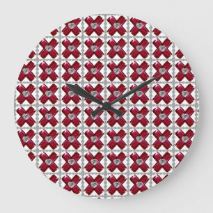 Reloj Redondo Grande Ruby Diamond Art, rojo
