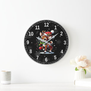 Reloj Redondo Grande Rudolph La Navidad de Reno Rojo