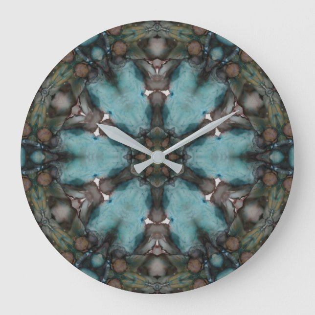 Reloj Redondo Grande Rueda de arte abstracta colorida (Anverso)