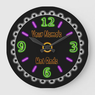 Reloj Redondo Grande Rueda Guay Faux Neon #2 (Reloj de pared personaliz