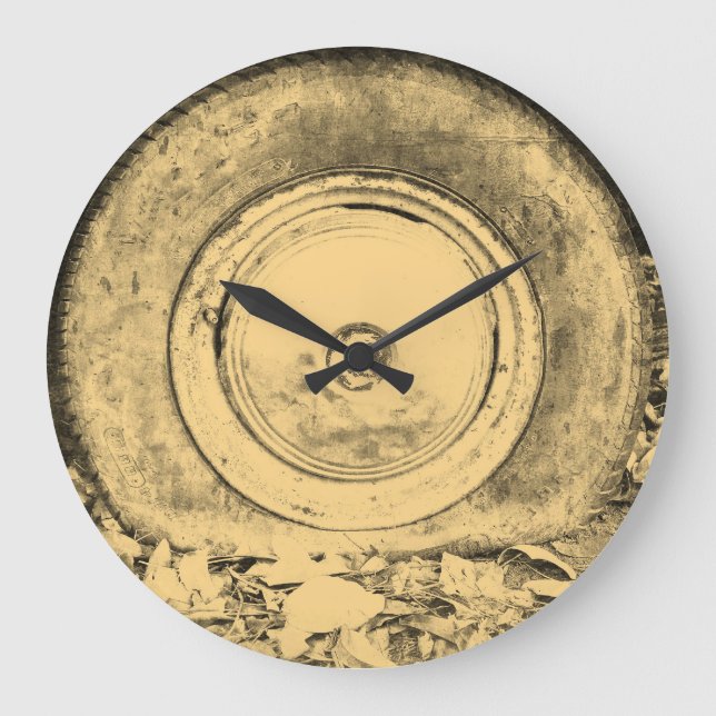 Reloj Redondo Grande Rueda Vieja Del Coche Clásico #2 (Anverso)