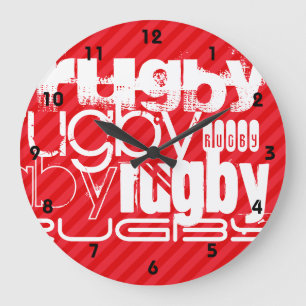 Reloj Redondo Grande Rugby; franjas rojas escarlatas