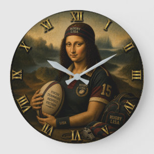 Reloj Redondo Grande Rugby Funny Mona Lisa Sports Gift